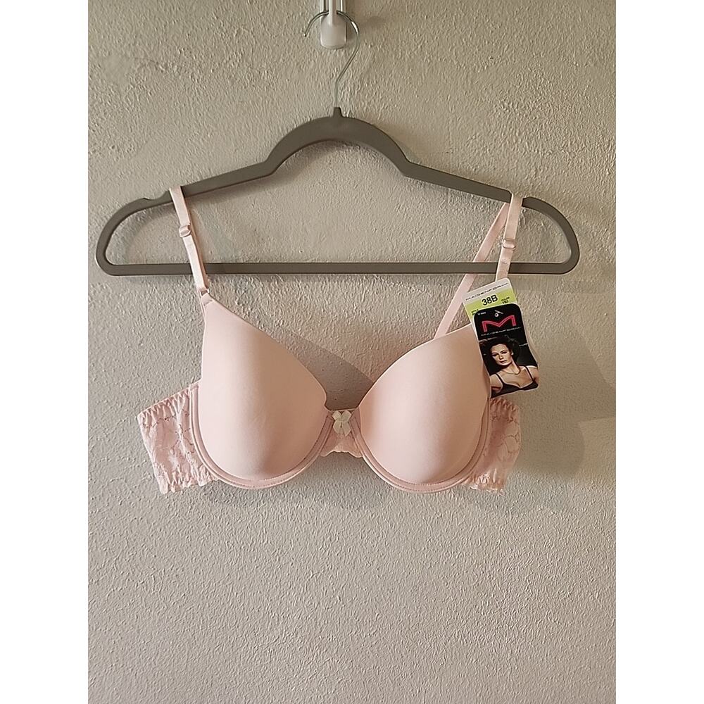 Maidenform T-Shirt Bra 38B Pink Lace Demi Coverage New with Tags